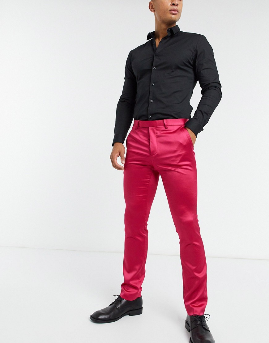 фото Ярко-розовые атласные брюки twisted tailor-розовый