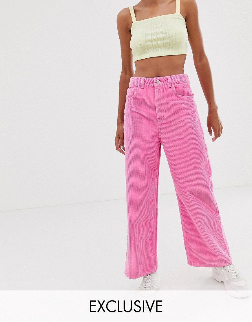 фото Ярко-розовые широкие джинсы из вельвета reclaimed vintage the '93-розовый