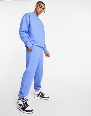 фото Ярко-синие oversized-джоггеры из плотной ткани от комплекта asos design-голубой