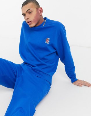 фото Ярко-синий свитшот в стиле oversized с вышитым логотипом "nyc" от комплекта asos design-голубой