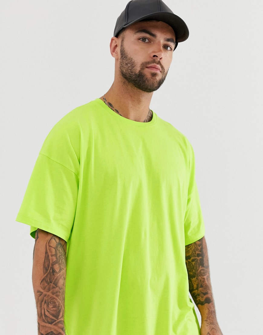 фото Ярко-зеленая oversize-футболка с круглым вырезом asos design-зеленый