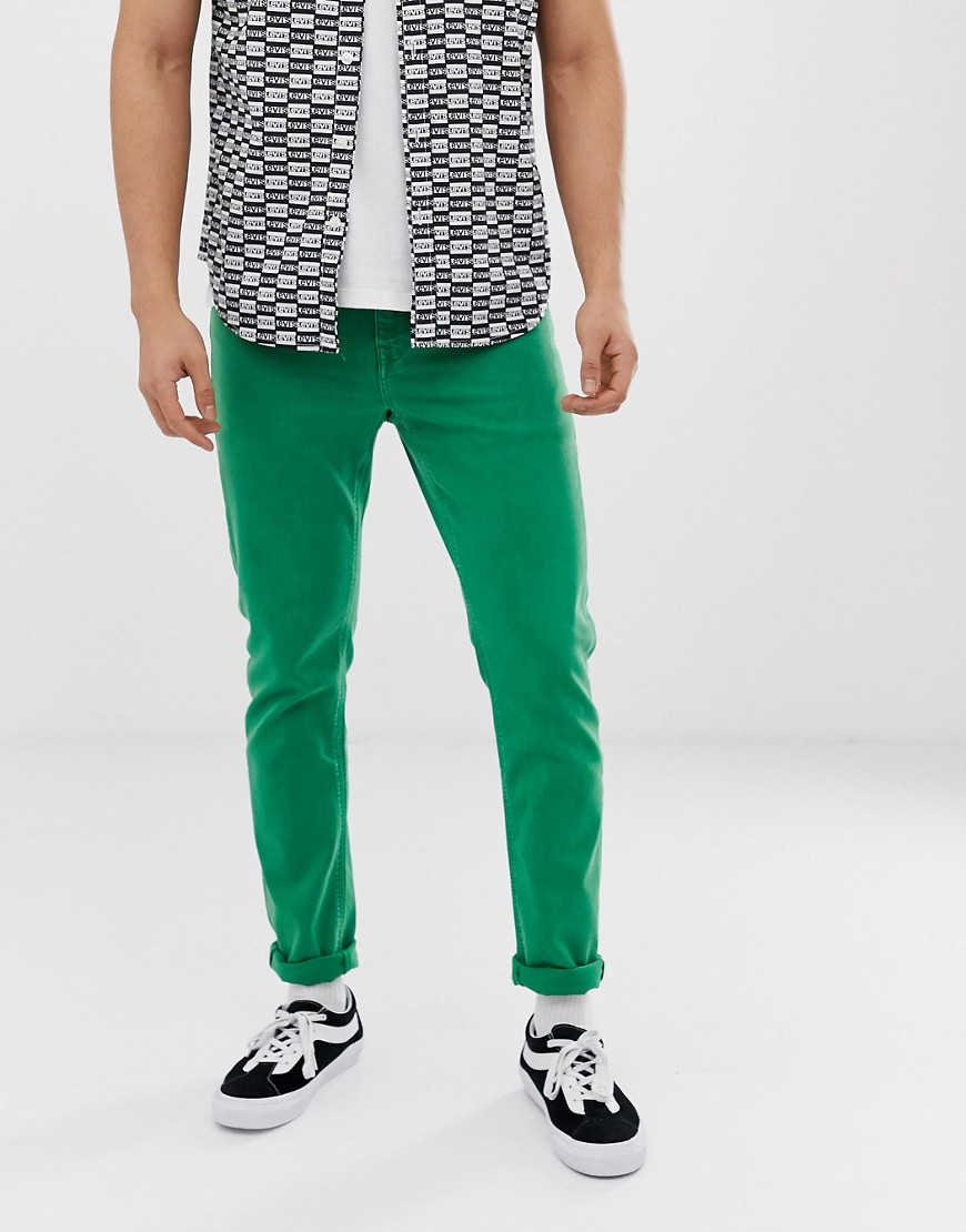 фото Ярко-зеленые зауженные джинсы asos design-зеленый