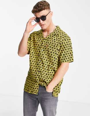   Asos Ярко-желтая рубашка с коротким рукавом и принтом тай-дай Levi's Cubano-Желтый