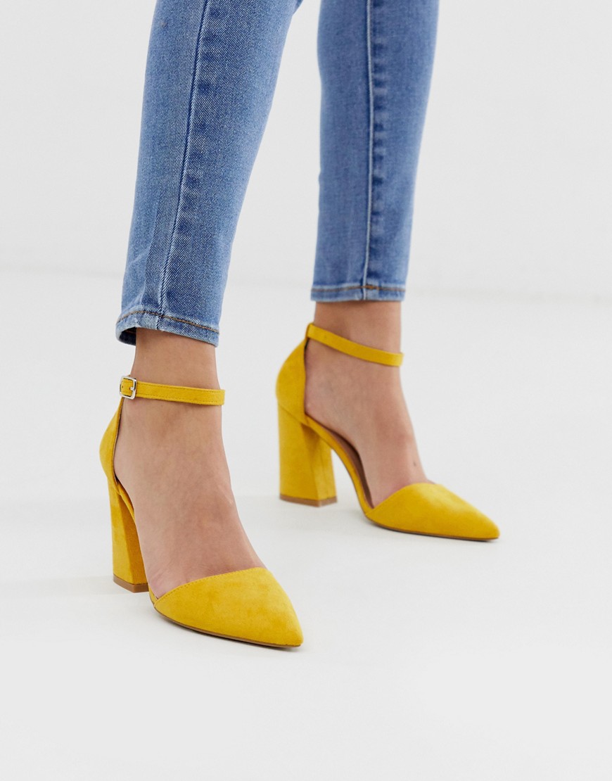 фото Ярко-желтые туфли на каблуке с острым носом glamorous-желтый