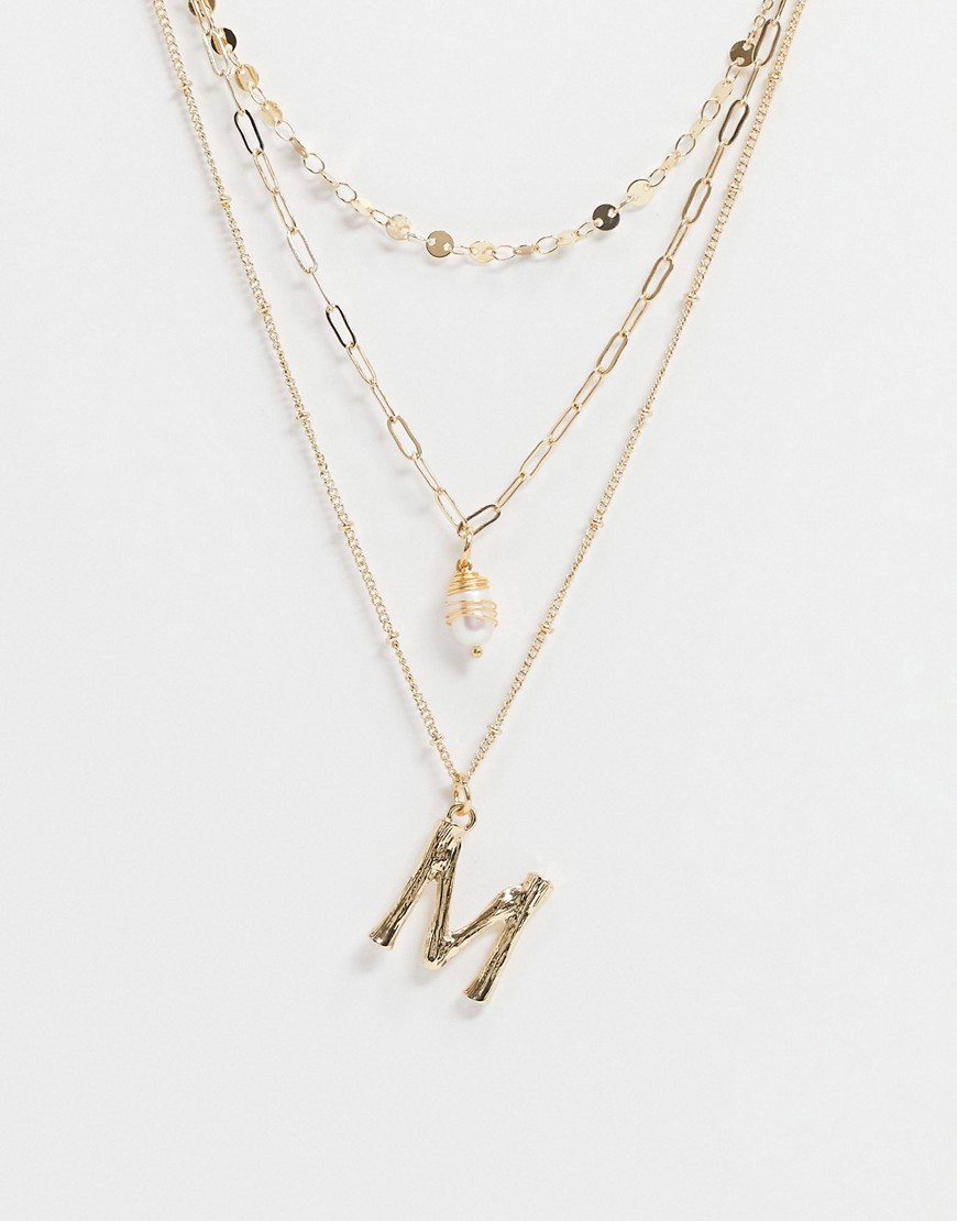 фото Ярусное ожерелье с инициалом "м" svnx-золотой