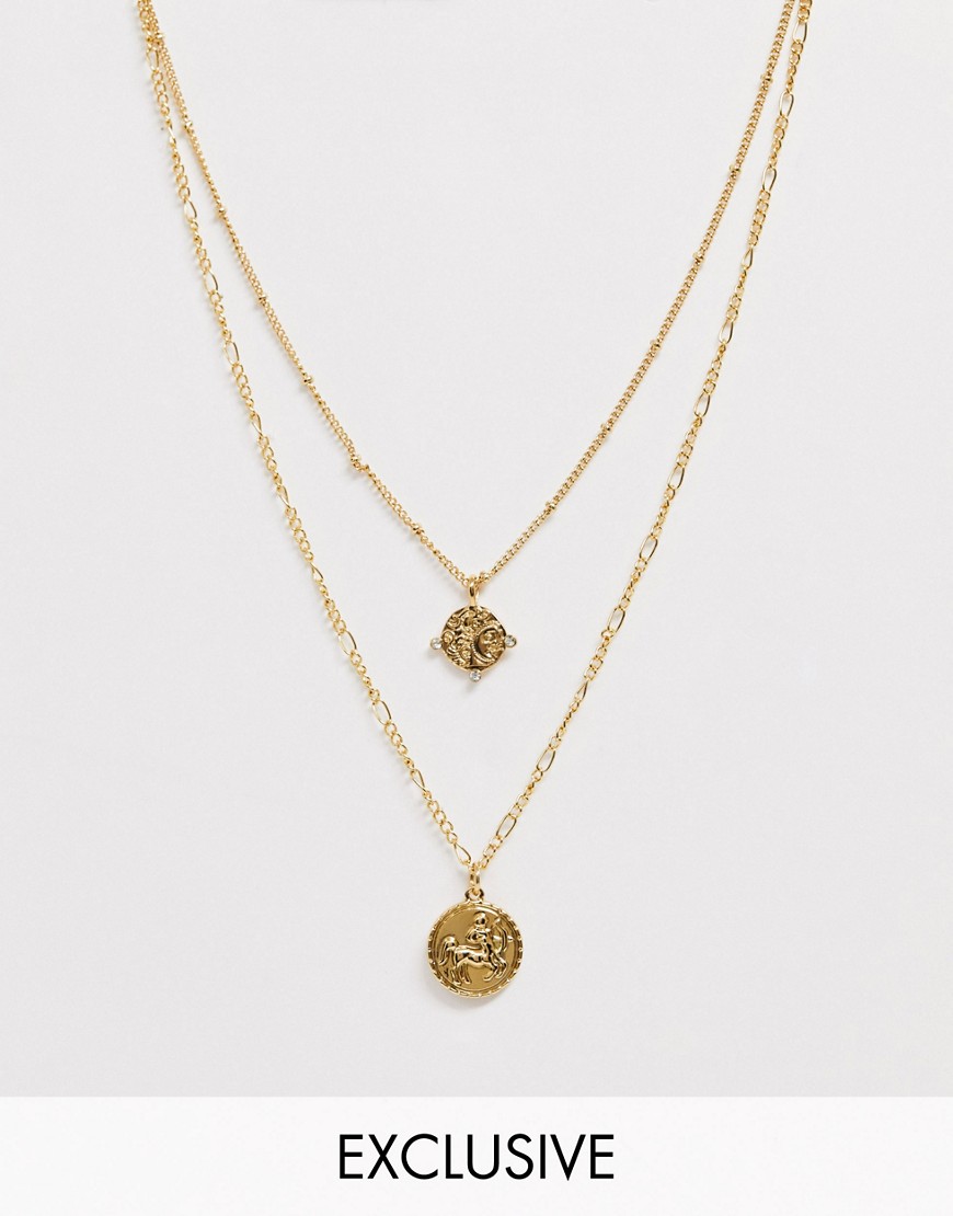 фото Ярусное ожерелье с медальоном и покрытием  14-каратным золотом reclaimed vintage inspired-золотой