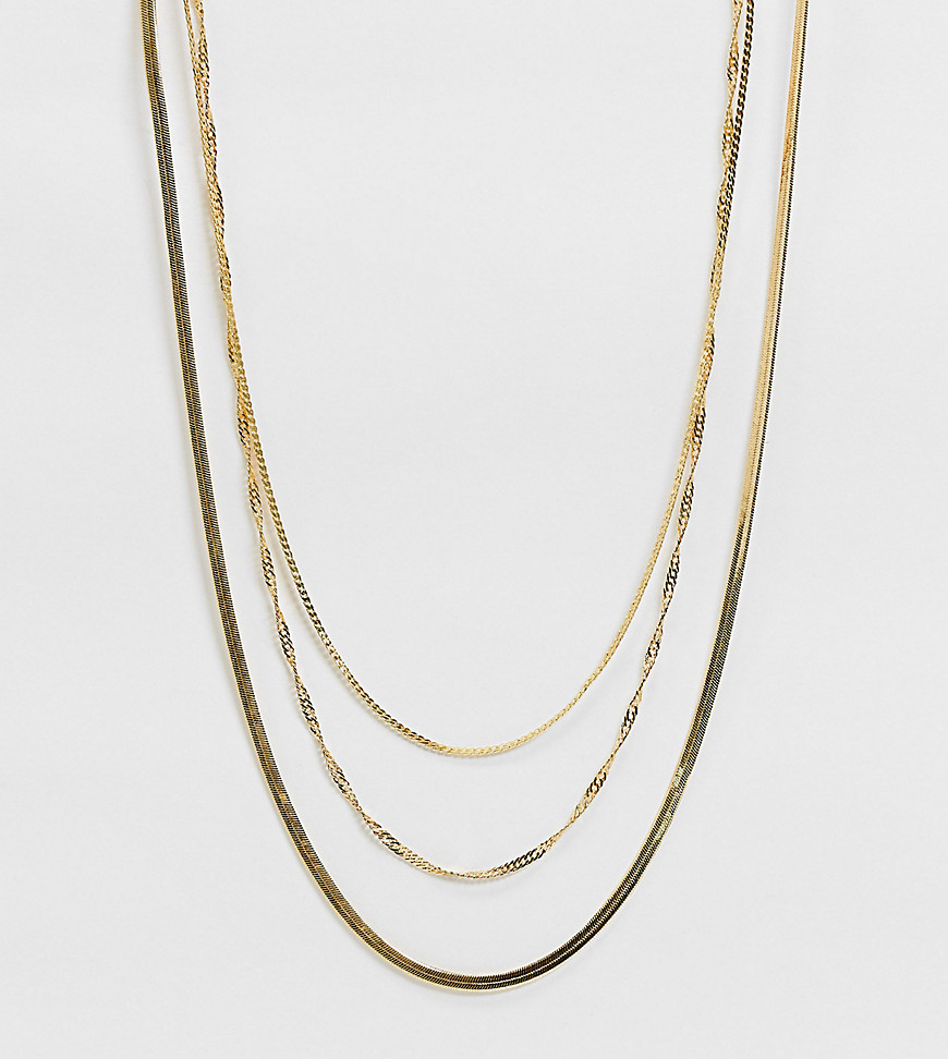 фото Ярусное ожерелье с покрытием из 14-каратного золота asos design curve-золотой asos curve