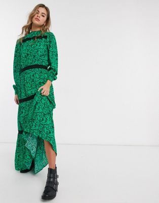 фото Ярусное платье макси с цветочным принтом resume-зеленый résumé