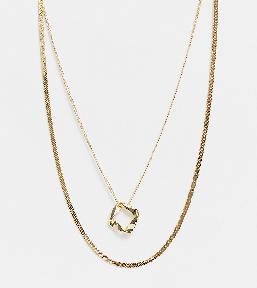 фото Ярусное золотистое ожерелье с плоскими звеньями и круглой подвеской designb london curve-золотистый