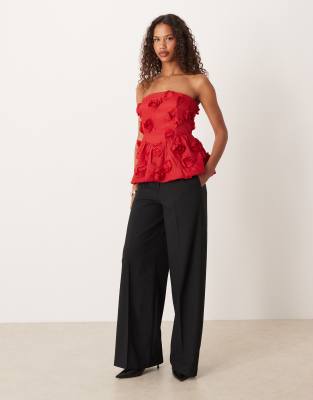 Y.a.s. 3d Floral Applique Bandeau Top In Red
