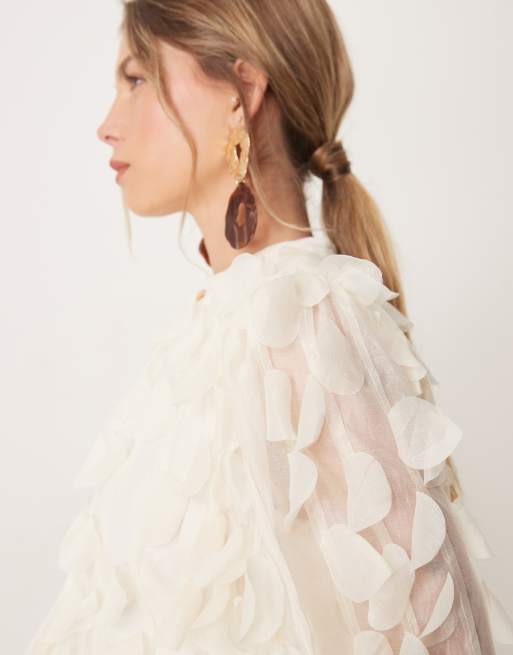 YAS 3D textured button front top in white | ASOS