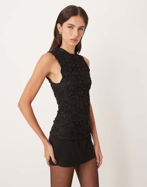  YAS 3D textured sleeveless top in black  - view 1