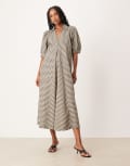 [YAS] YAS a-line check midi dress in black 8 Black