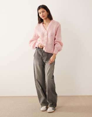 Y.a.s. Alpaca Blend Knit Cardigan In Pink