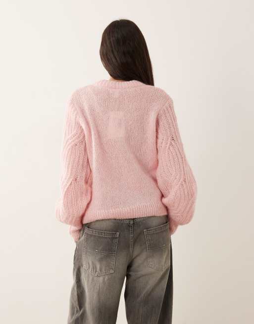 YAS alpaca blend knit cardigan in pale pink | ASOS