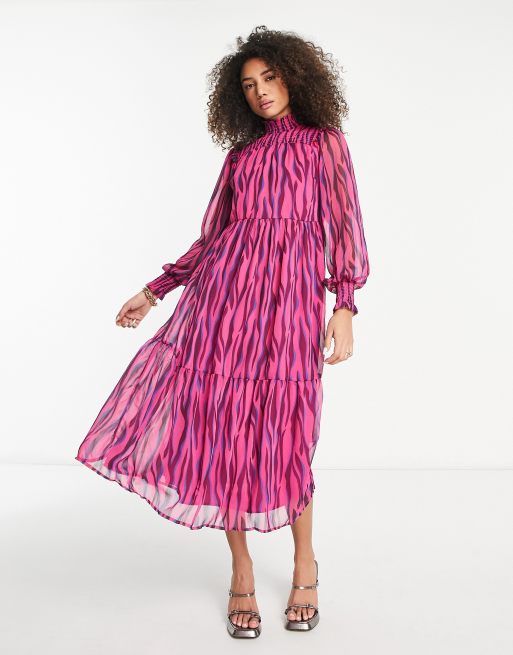 Pink zebra outlet print maxi dress