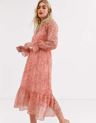 pink animal print midi dress