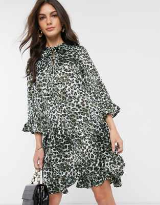 animal print smock dress