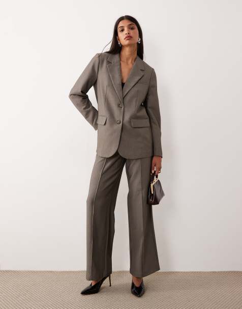 YAS – Anzug in meliertem Grau, bestehend aus Oversize-Blazer und weit geschnittener Hose - view 1