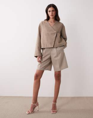 Y.a.s. Asymmetric Closure Short Jacket In Brown
