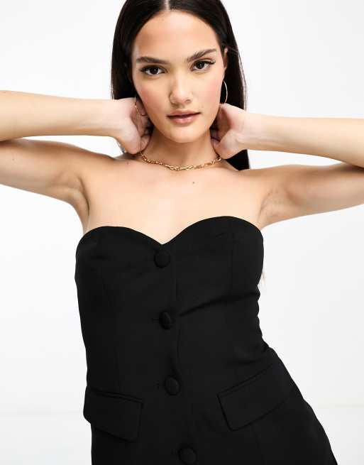 Y.A.S bandeau button through tailored waistcoat in black (part of