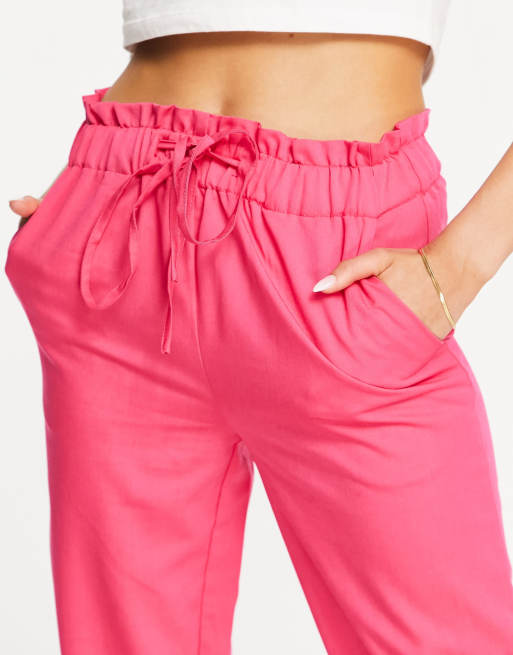Y.A.S - Bea - Smaltoelopende broek met gestrikte taille in felroze, 2 van 4