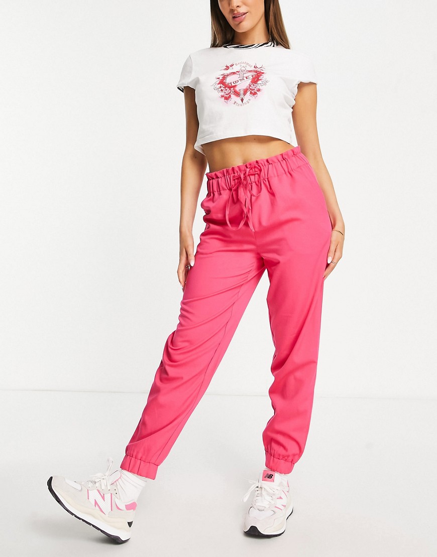Y. A.S Bea tie waist tapered trousers in bright pink