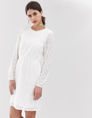 asos white beaded dress