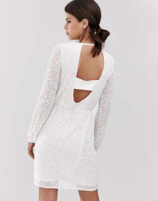 asos white beaded dress