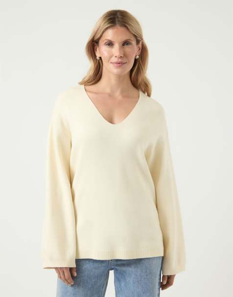 YAS – Beige, stickad pullover - view 1