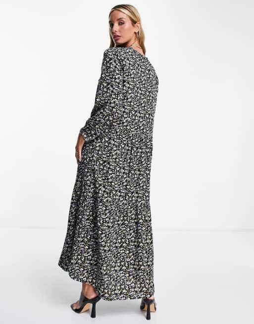 Y.A.S. Belima printed tiered maxi dress in black, 2 of 4