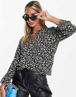 - Belima Sort bluse med ærmer print | ASOS