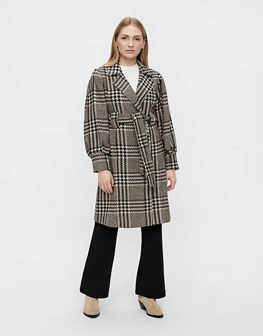 Y.A.S belted coat in mono check