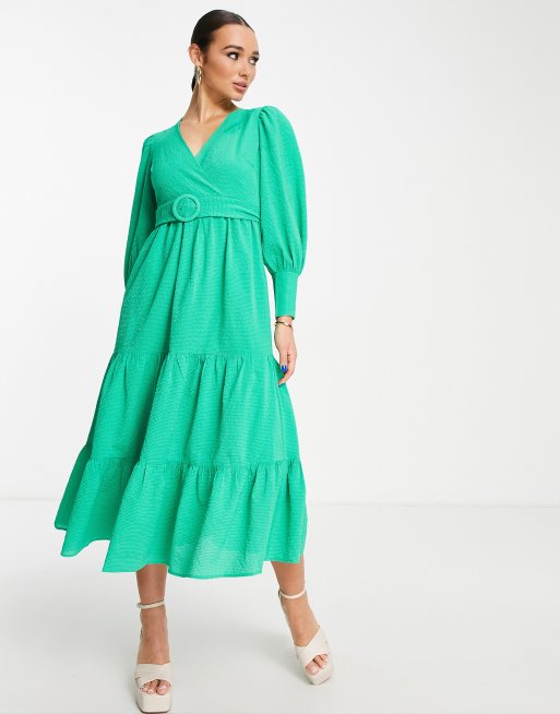 Green tiered best sale maxi dress