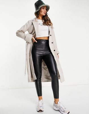 Y.A.S belted wrap coat in grey - ASOS Price Checker