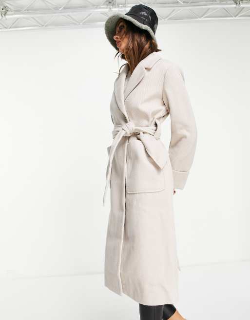 Grey belted outlet wrap coat