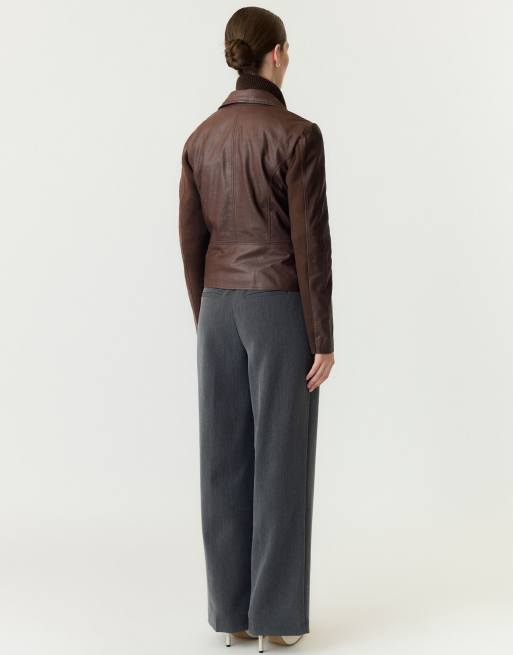 YAS Biker jacket in chicory coffee, 2 of 7