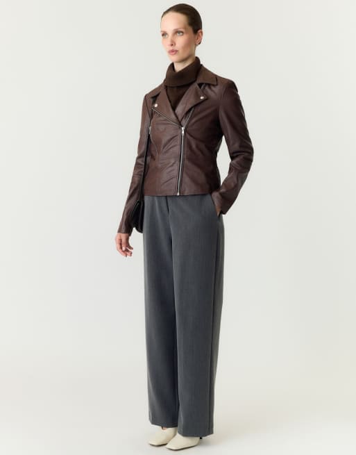 YAS Biker jacket in chicory coffee, 5 of 7