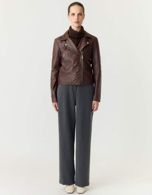 YAS – Bikerjacke in Chicorée-Kaffee, 3 von 7