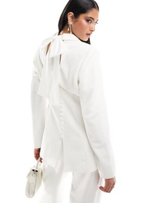 Y.A.S Bridal bow back button detail blazer co-ord in white - ASOS Price Checker