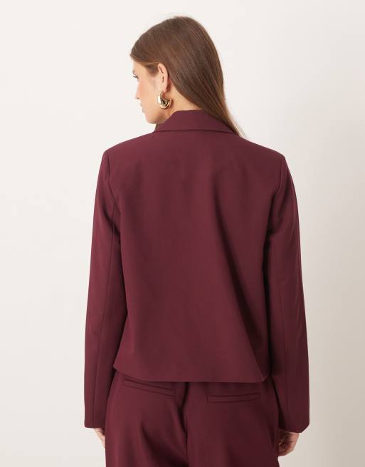 YAS - Blazer d'ensemble court habillé - Bordeaux, 4 de 4