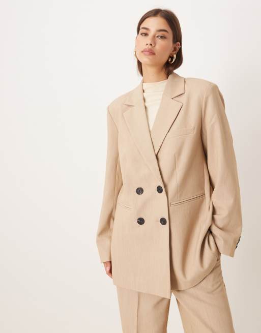 YAS - Blazer doppiopetto sartoriale color cammello in coordinato