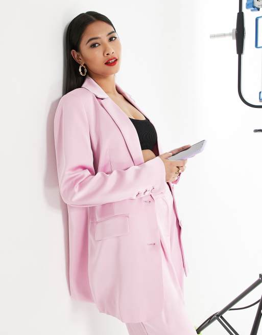 Y.A.S - Blazer in raso rosa in coordinato 