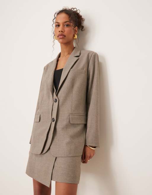 YAS - Blazer oversize color talpa con abbottonatura doppia in coordinato
