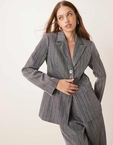 YAS - Blazer sartoriale aderente da abito color argento glitterato in coordinato - view 1