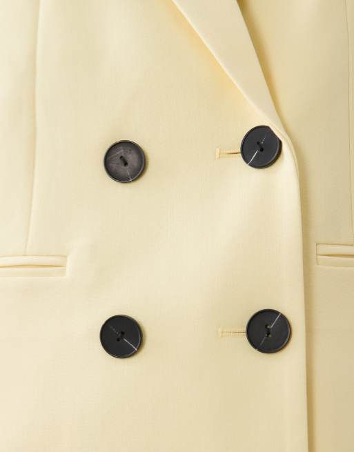 YAS - Blazer sartoriale doppiopetto giallo pastello in coordinato, 4 di 4