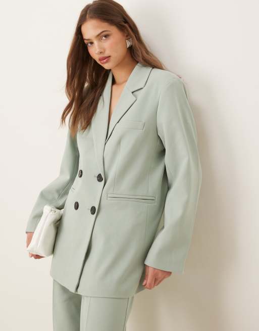 YAS - Blazer sartoriale doppiopetto oversize verde iceberg in coordinato