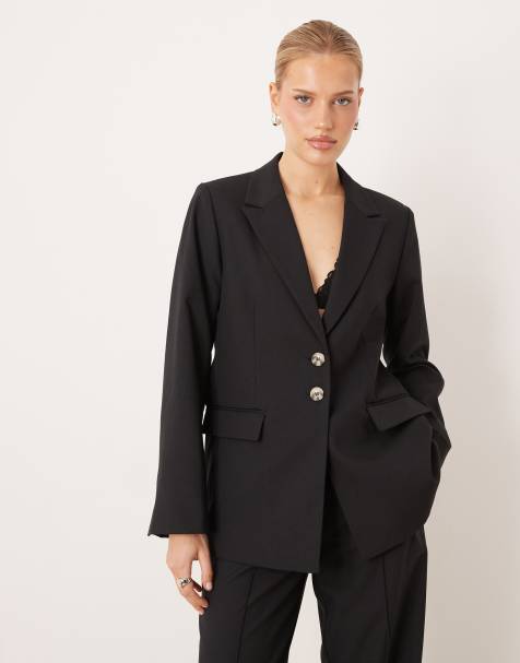 YAS - Blazer sartoriale oversize nero con bottoni tartarugati - view 1