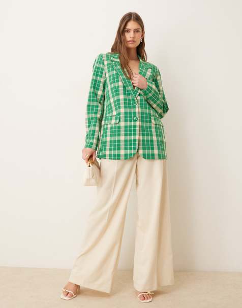 YAS - Blazer sartoriale verde acceso a quadri - view 1