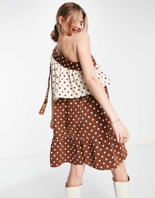 Asos brown cheap polka dot dress